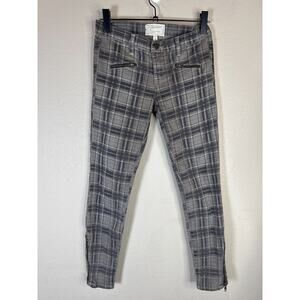 Current Elliot Womens Gray Plaid Soho Zip Stiletto Pants 25 Grunge Punk Gorpcore